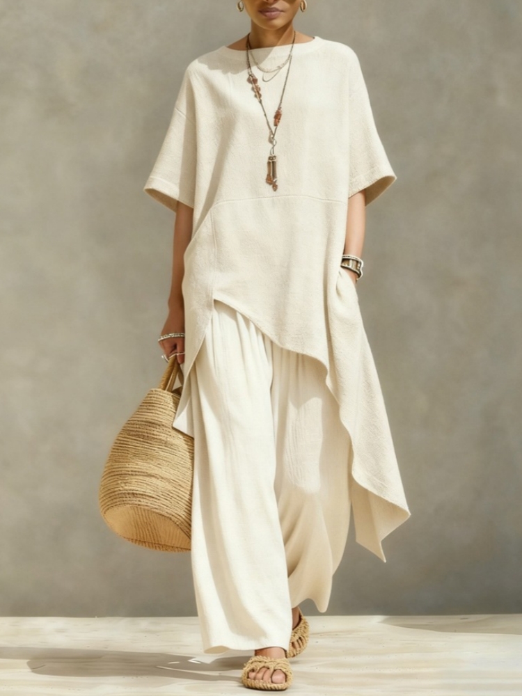 Women'S Formal Wear Blouse - طقم نسائي من قطعتين من القطن
