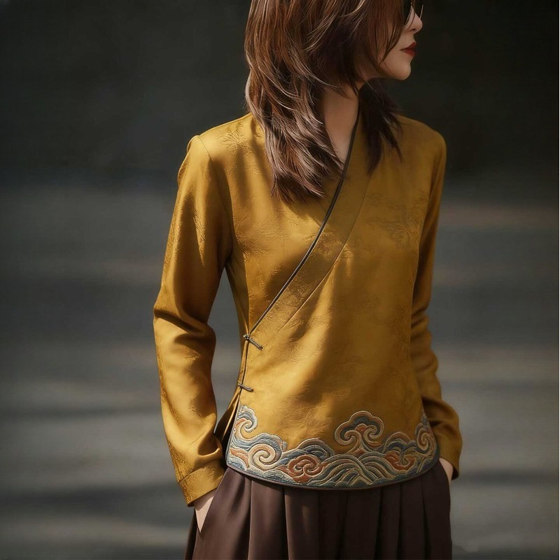 Women'S Formal Wear Blouse - بلوزات نسائية على الطراز الصيني، قمصان