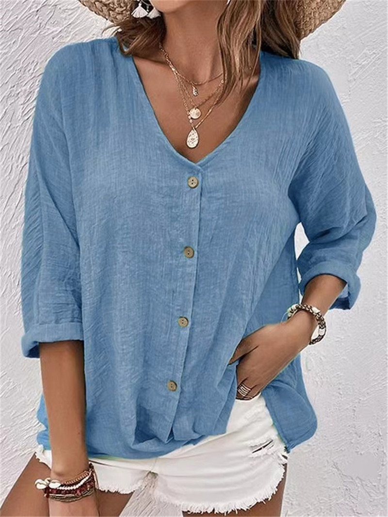 Women'S Formal Wear Blouse - بلوزة أنيقة بأزرار متينة ربيع جديد