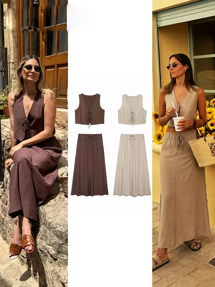 Pencil Skirt Midi - 2024 الصيف النساء التنانير مجموعة أكمام