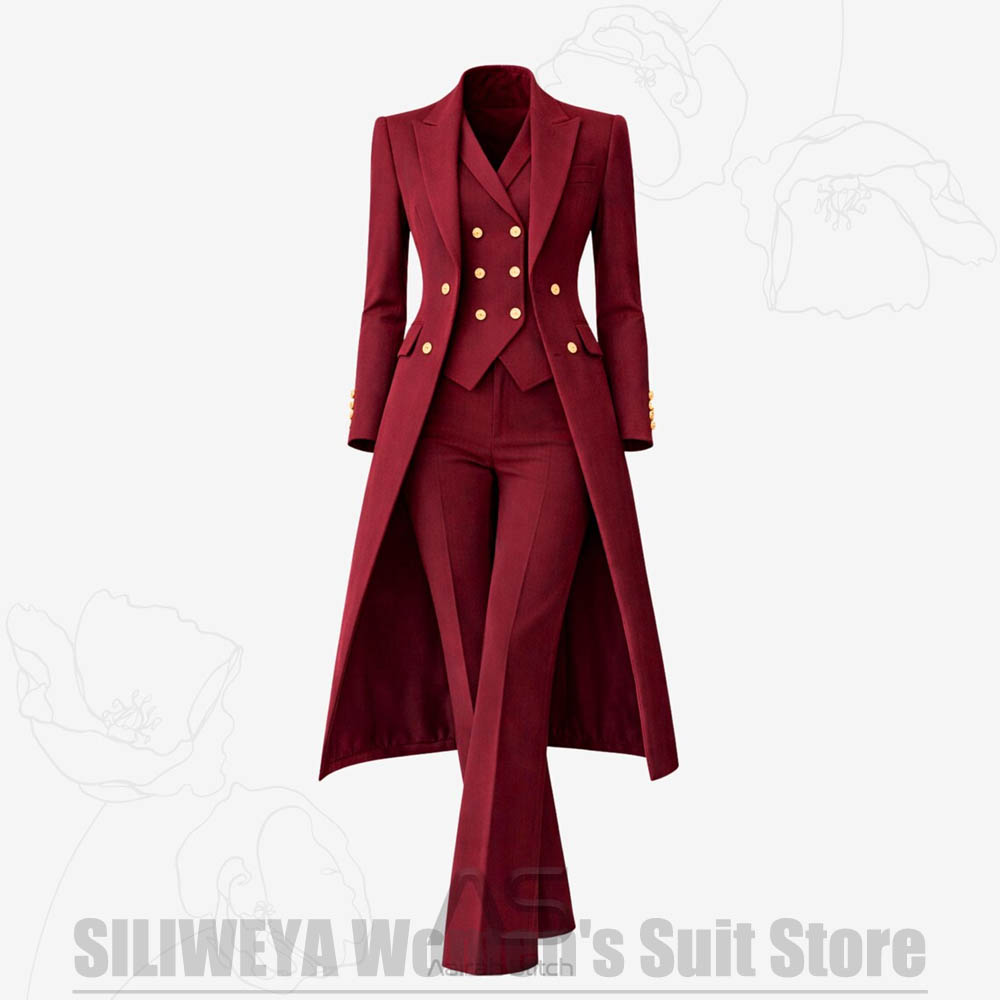 Women'S Formal Wear Wedding - بدلة نسائية من 3 قطع معطف
