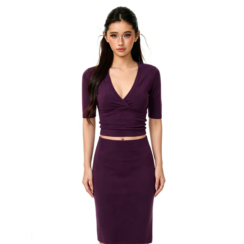 Pencil Skirt Midi - طقم نسائي من قطعتين: توب قصير