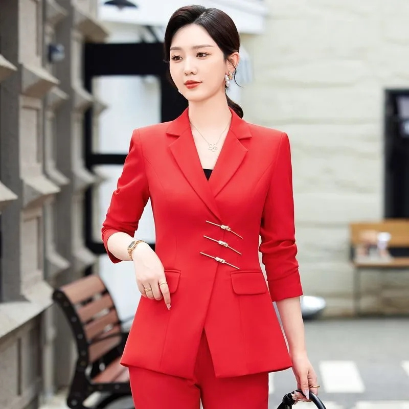2025 موضة أبيض أحمر أسود سترة  - مراجعة Women'S Red Formal Wear وسعره