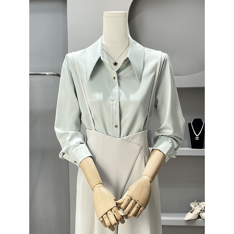 قمصان طويلة الأكمام المرأة بلو - مراجعة Women Formal Wear Korean وسعره