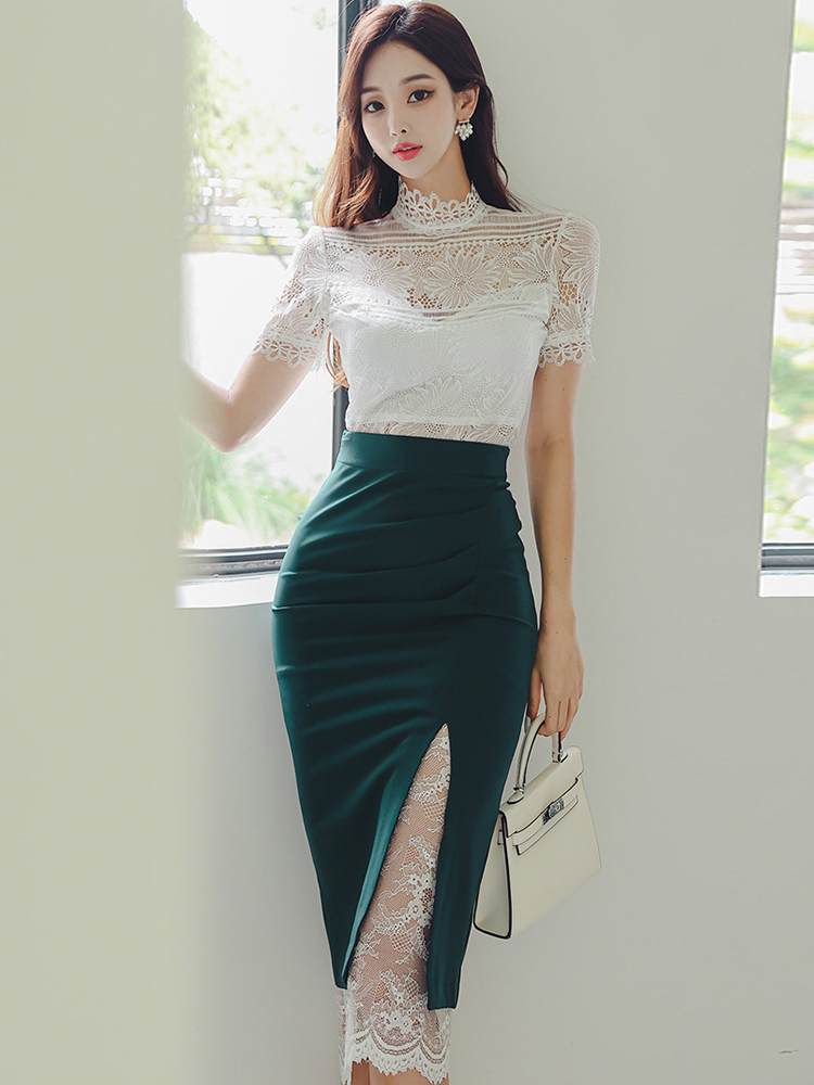 طقم بلوزة بيضاء وقميص عالي الخ - مراجعة Pencil Skirt Midi وسعره