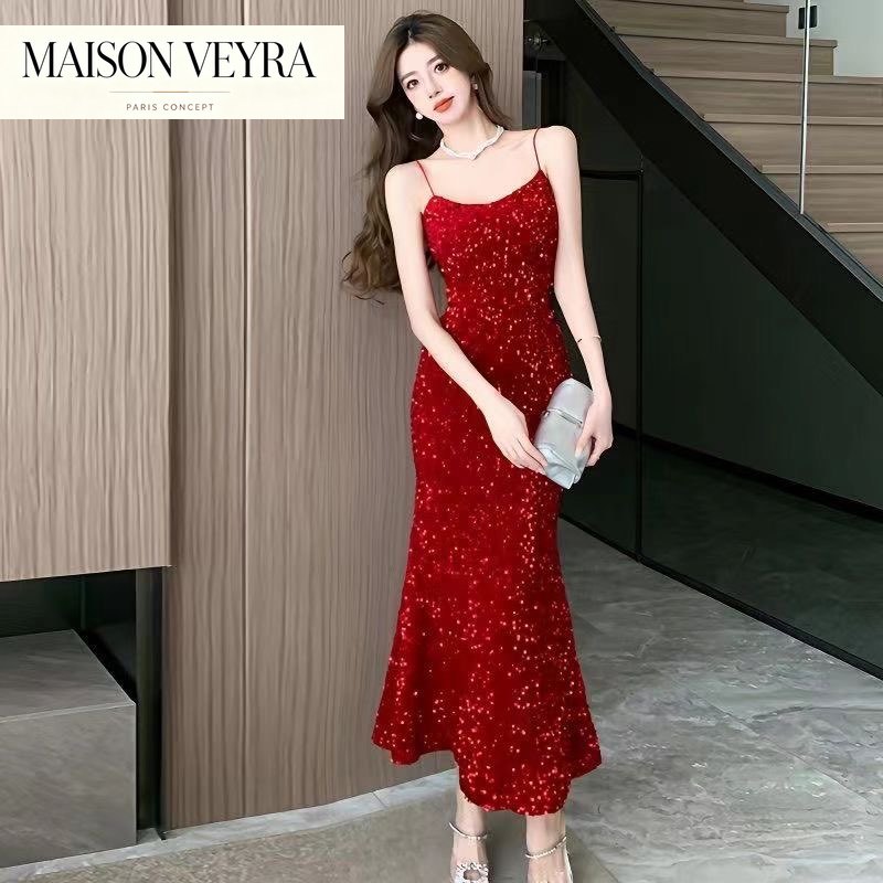 فساتين حمراء مثيرة للحفلات وأع - مراجعة Women Formal Wear Korean وسعره