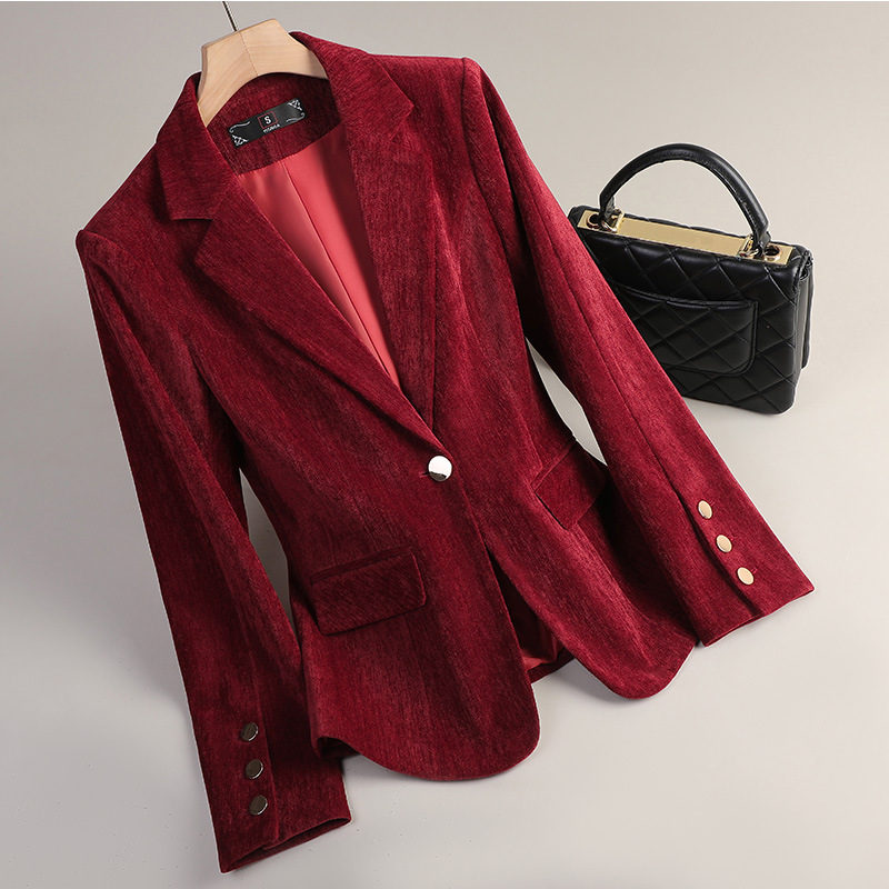 سترة نسائية مخملية باللون الذه - مراجعة Women Formal Wear Winter وسعره
