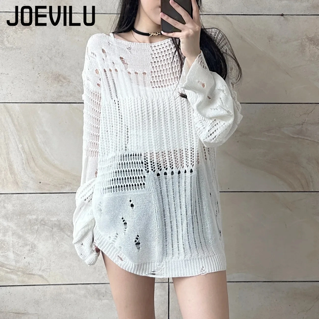 JOEVILU بلوزة متماسكة مجوفة صي - مراجعة Women'S Formal Wear Blouse وسعره