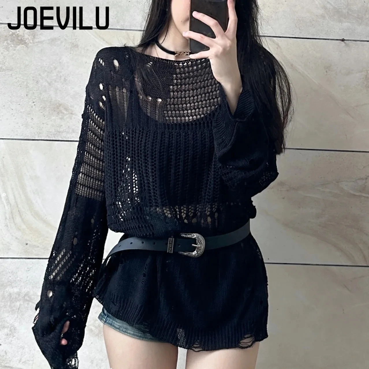 JOEVILU بلوزة متماسكة مجوفة صي - مراجعة Women'S Formal Wear Blouse وسعره