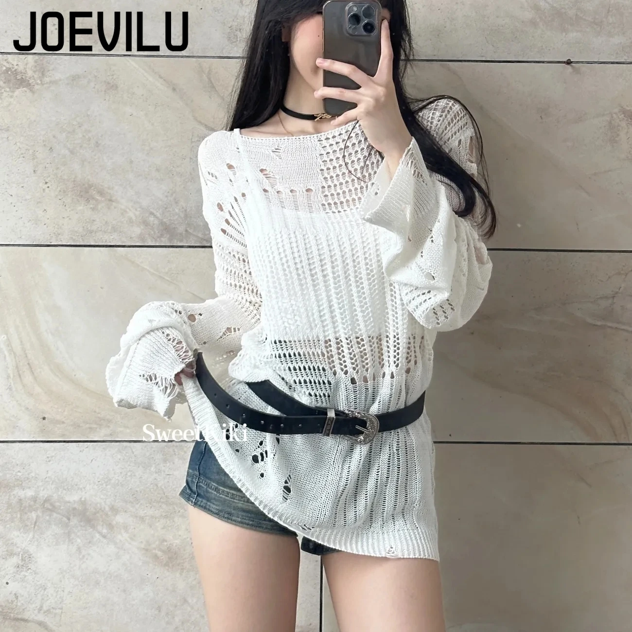 JOEVILU بلوزة متماسكة مجوفة صي - مراجعة Women'S Formal Wear Blouse وسعره