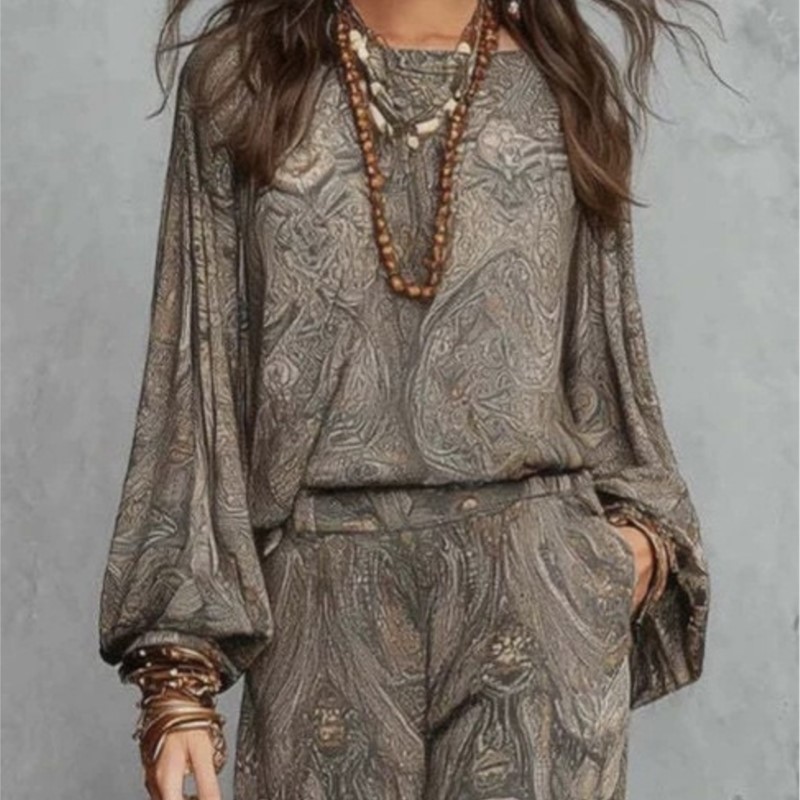 طقم نسائي من قطعتين بنقشة بيزل - مراجعة Women'S Formal Wear Blouse وسعره