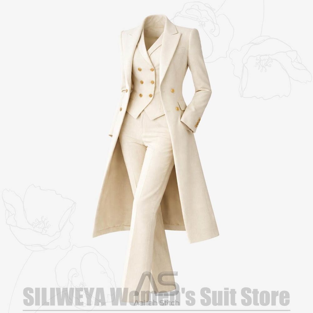 بدلة نسائية من 3 قطع معطف طويل - مراجعة Women'S Formal Wear Wedding وسعره