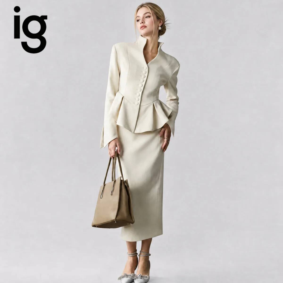 طقم بدلة نسائي IG26 مكون من قط - مراجعة Pencil Skirt Midi وسعره