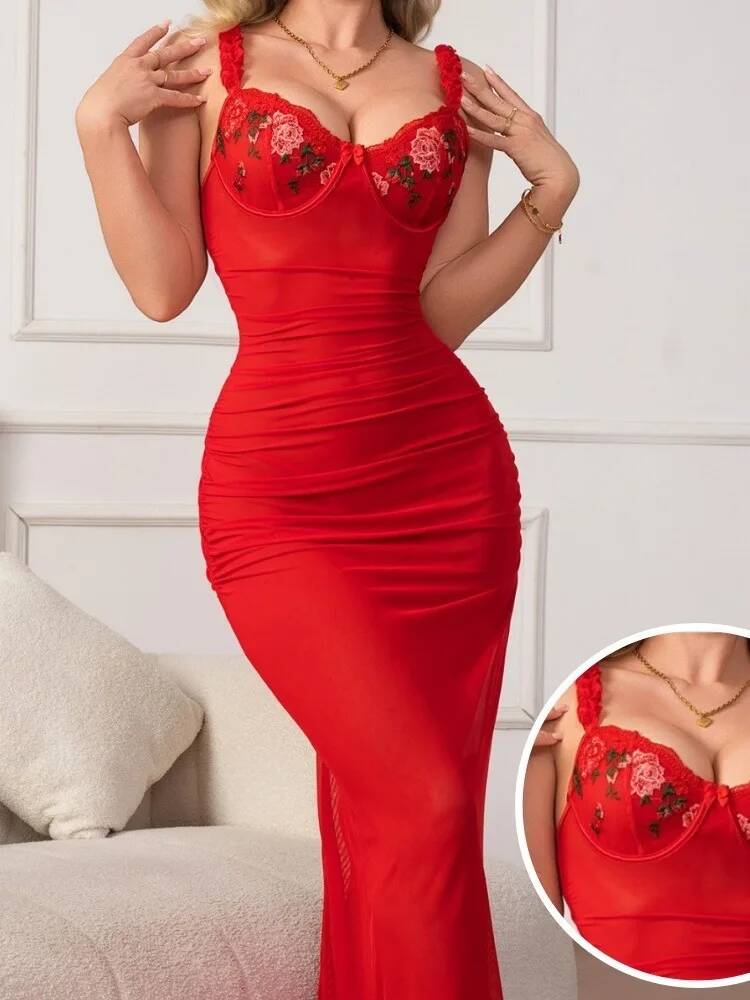 فستان أحمر مكشكش مع حزام Bodyc - مراجعة Women Formal Wear Trends وسعره