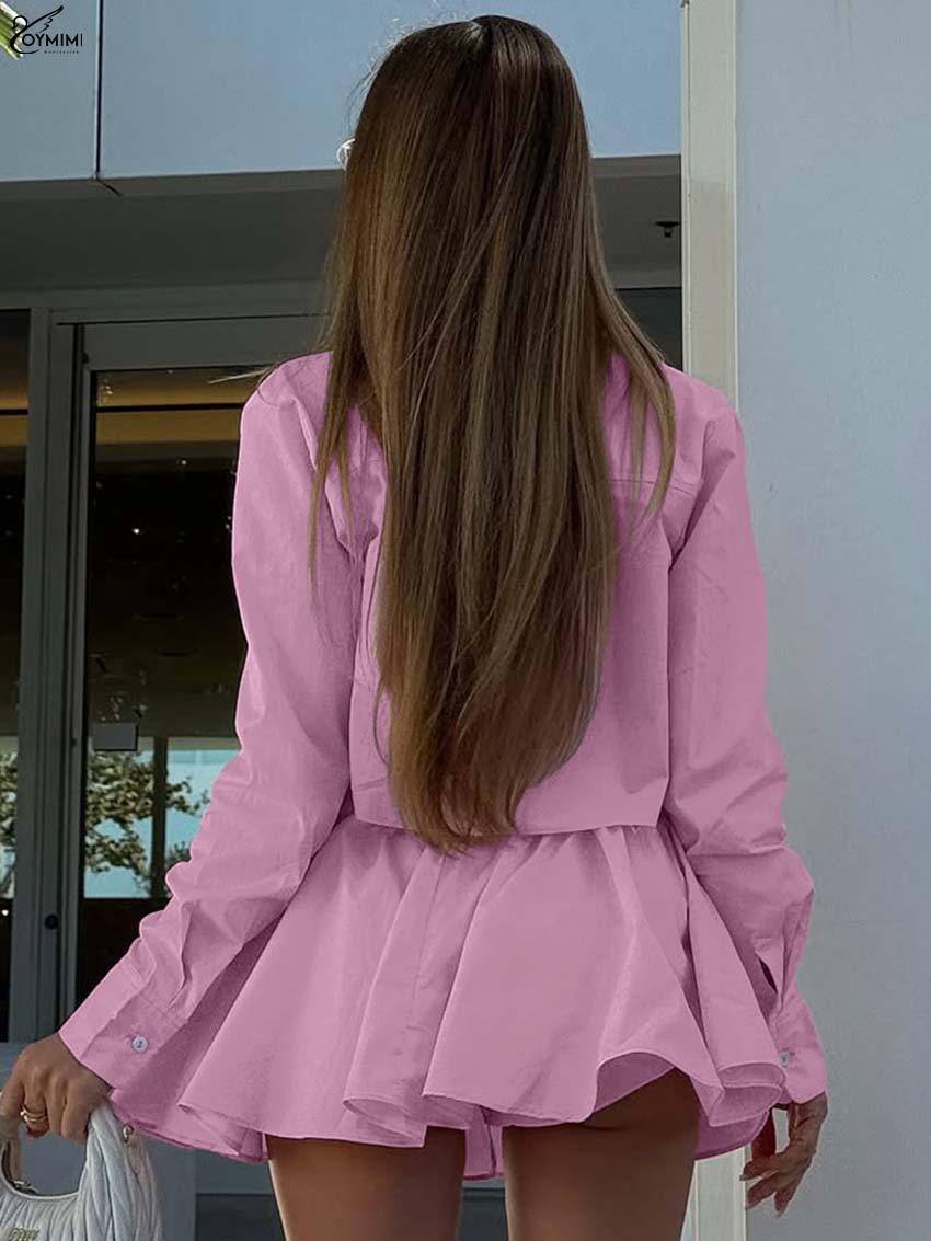 Oymimi موضة القطن الوردي 2 قطع - مراجعة Pencil Skirt Midi وسعره